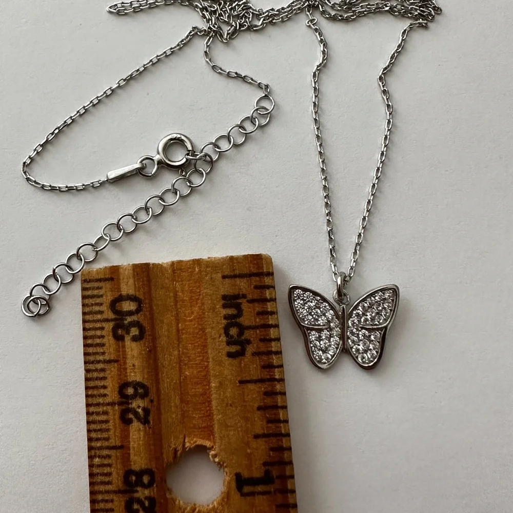 925 Sterling silver butterfly necklace cz stones